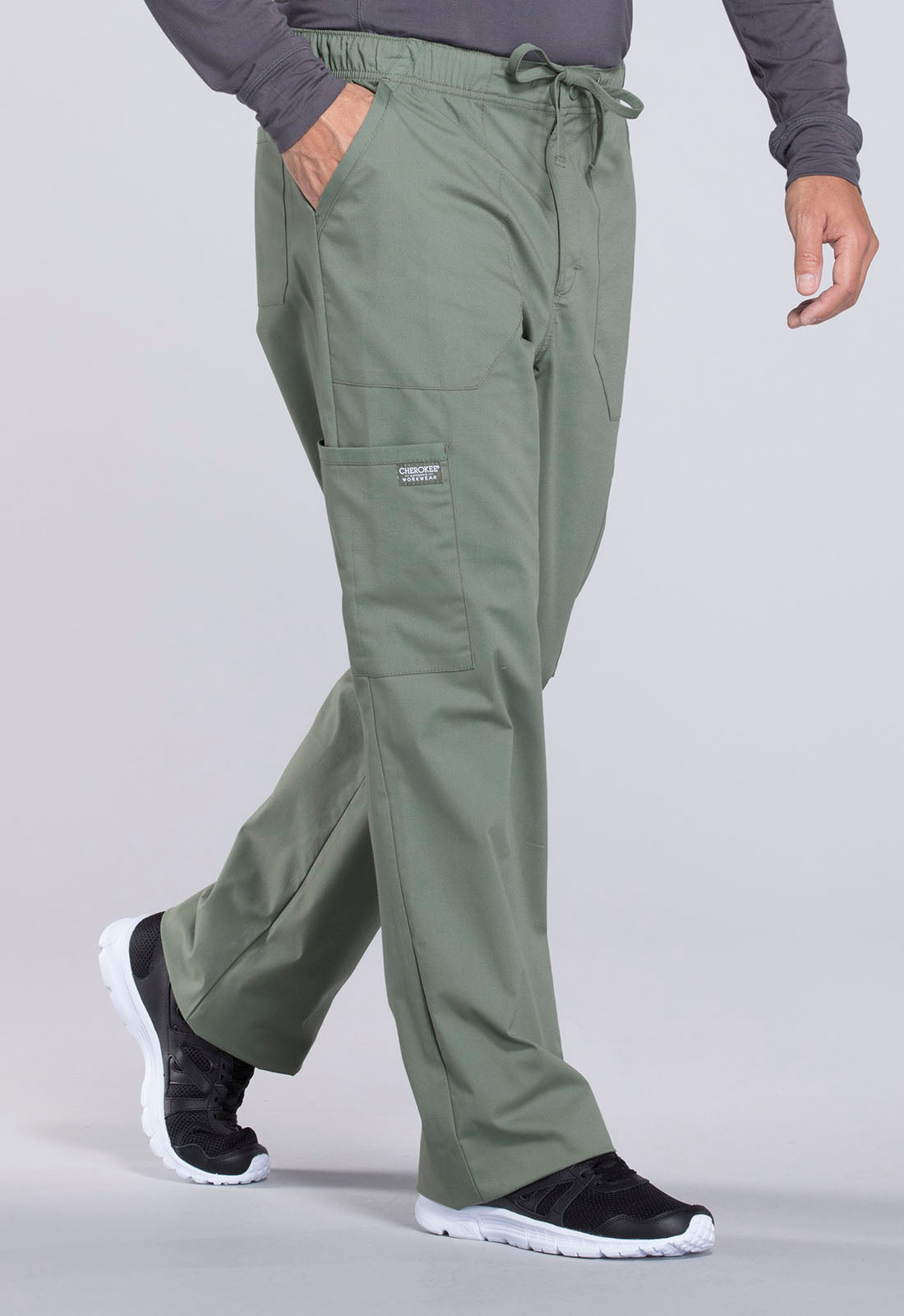 Professionals WW190 Men's Tapered Leg Fly Front Cargo Pants Olive