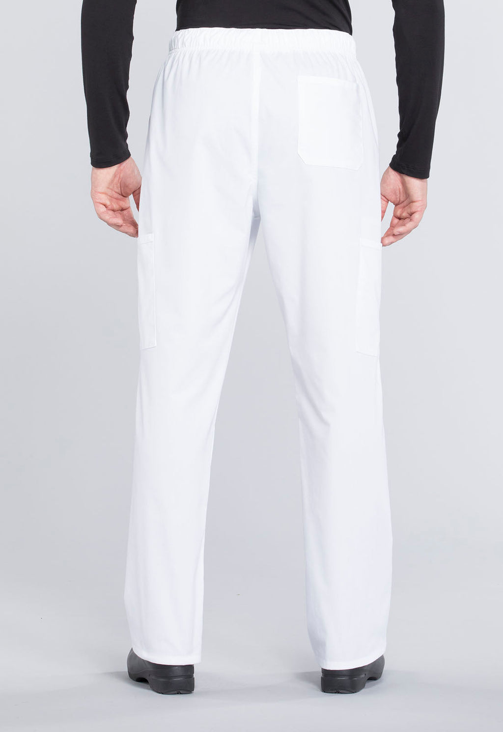 Professionals WW190 Men's Tapered Leg Fly Front Cargo Pants White Model Image Back | Cherokee Workwear