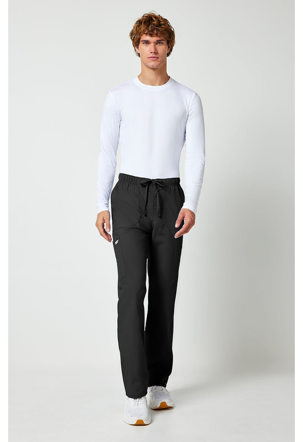 Workwear Professionalessionals WW190 Men's Tapered Leg Fly Front Cargo Scrub Pants Black