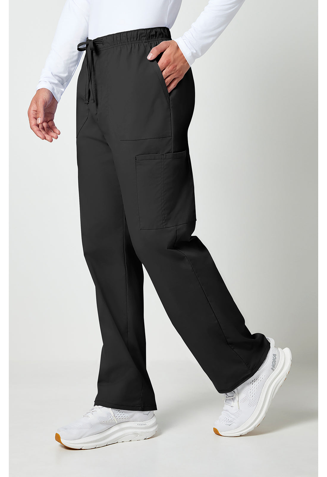 Workwear Professionalessionals WW190 Men's Tapered Leg Fly Front Cargo Scrub Pants Black