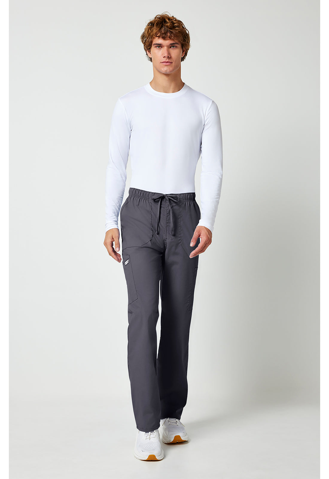 Workwear Professionalessionals WW190 Men's Tapered Leg Fly Front Cargo Scrub Pants Pewter