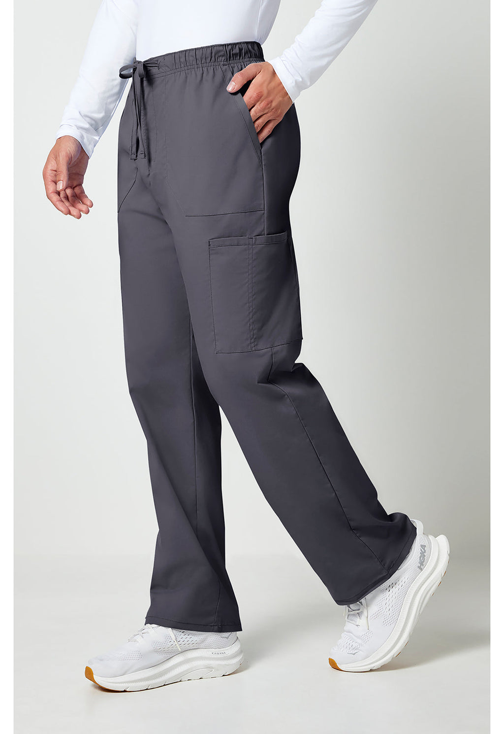 Workwear Professionalessionals WW190 Men's Tapered Leg Fly Front Cargo Scrub Pants Pewter