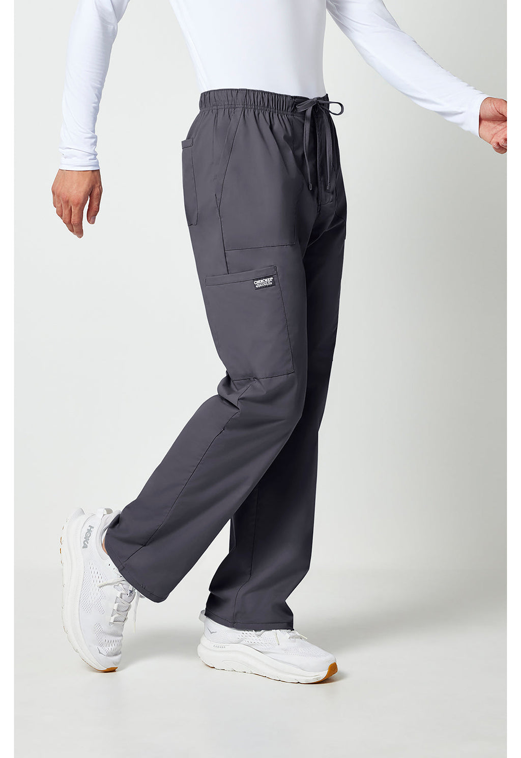 Workwear Professionalessionals WW190 Men's Tapered Leg Fly Front Cargo Scrub Pants Pewter