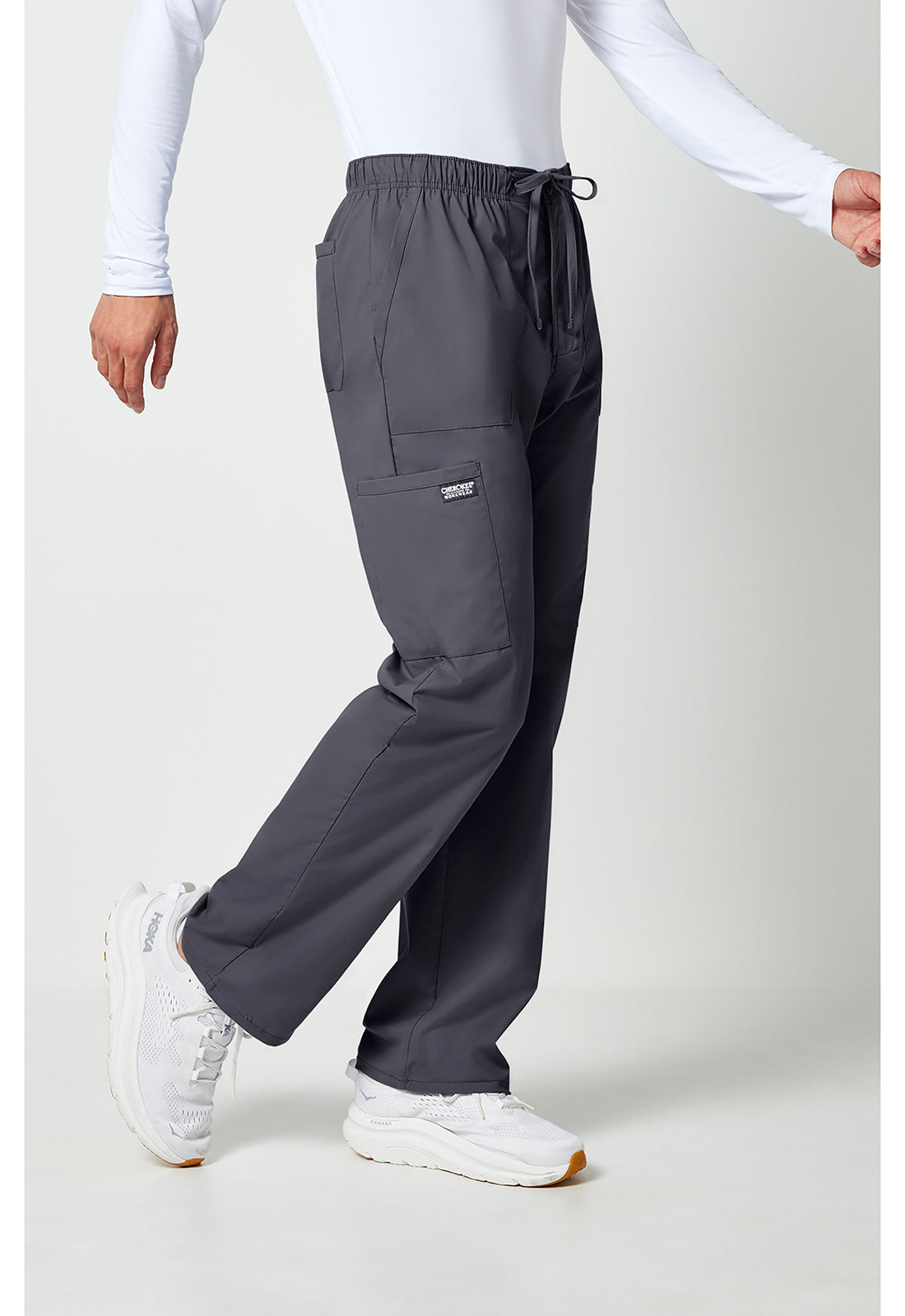 Workwear Professionalessionals WW190 Men's Tapered Leg Fly Front Cargo Scrub Pants Pewter
