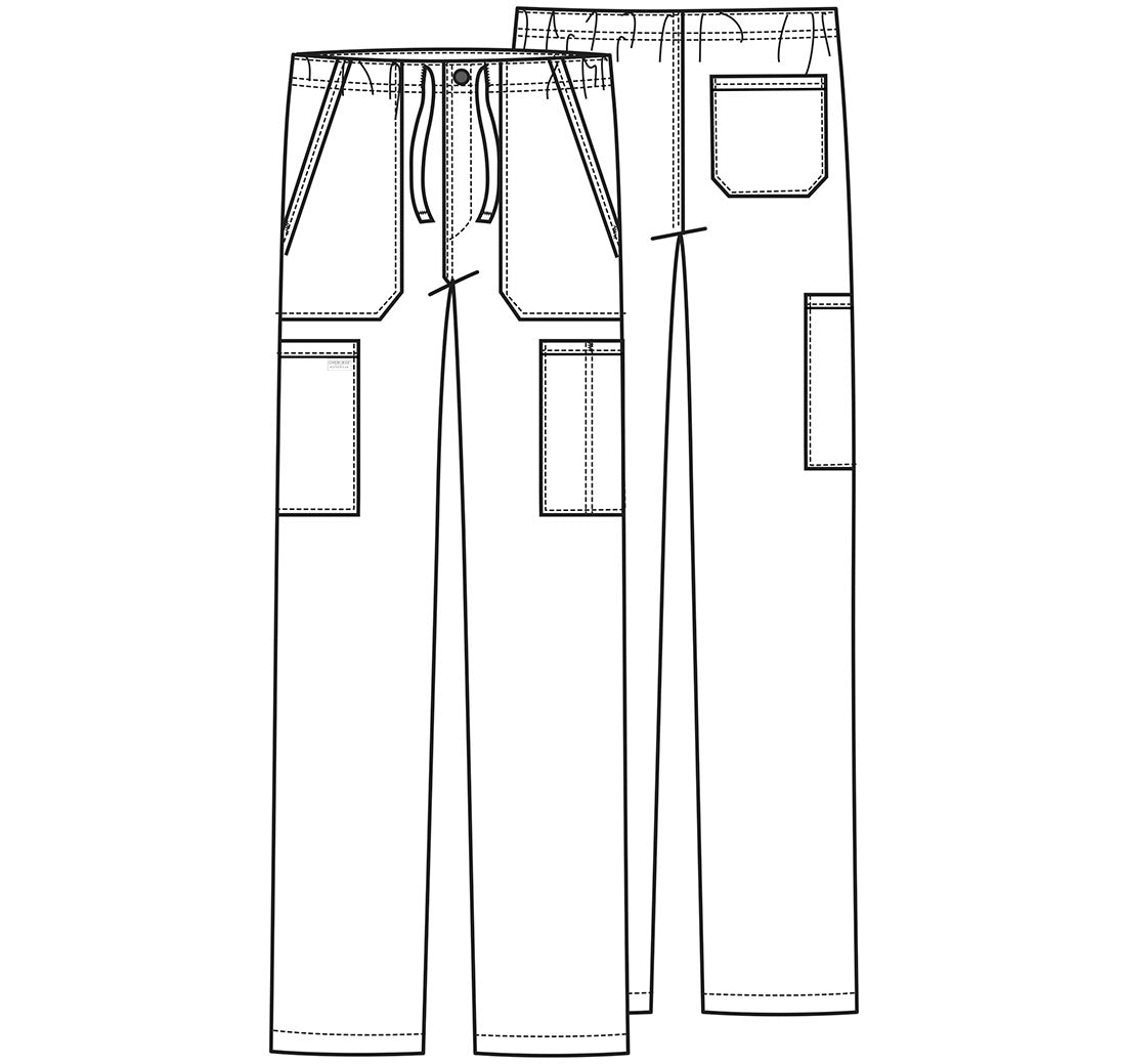 Workwear Professionalessionals WW190 Men's Tapered Leg Fly Front Cargo Scrub Pants Black