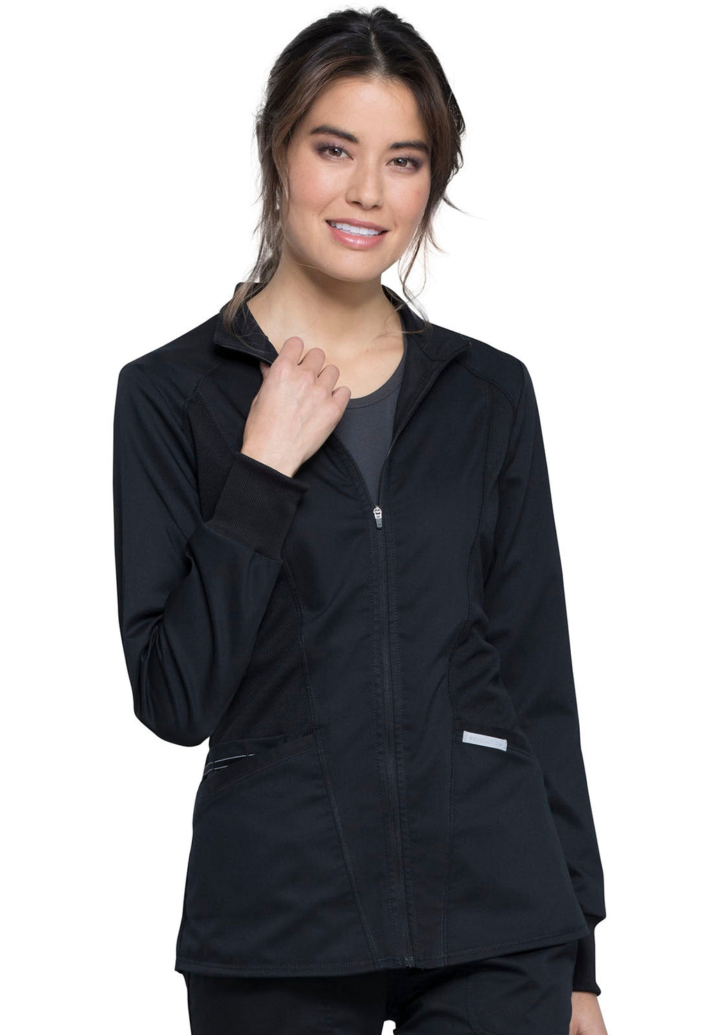 Workwear Revolution WW301 Women's Zip Front High-Low Jacket Black