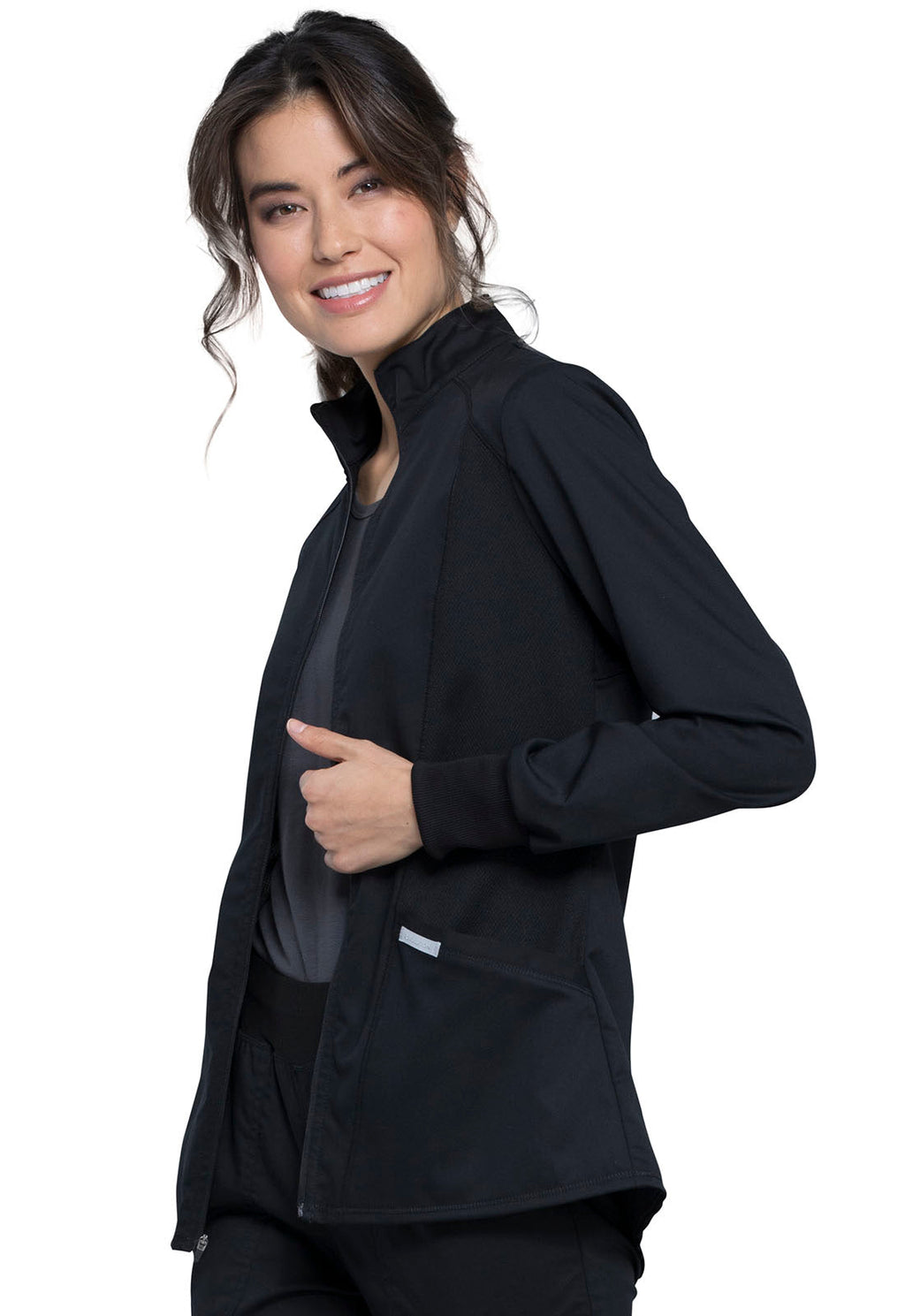 Workwear Revolution WW301 Women's Zip Front High-Low Jacket Black