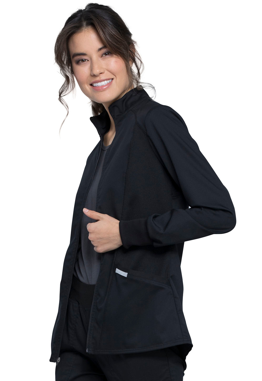 Workwear Revolution WW301 Women's Zip Front High-Low Jacket Black