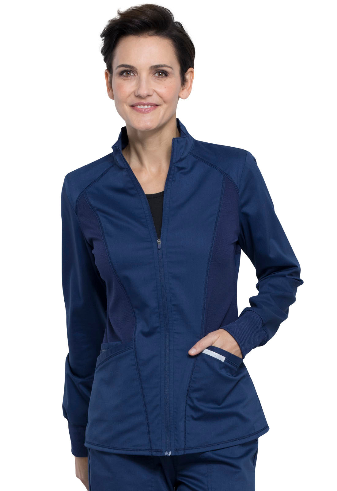 Workwear Revolution WW301 Women's Zip Front High-Low Jacket Navy
