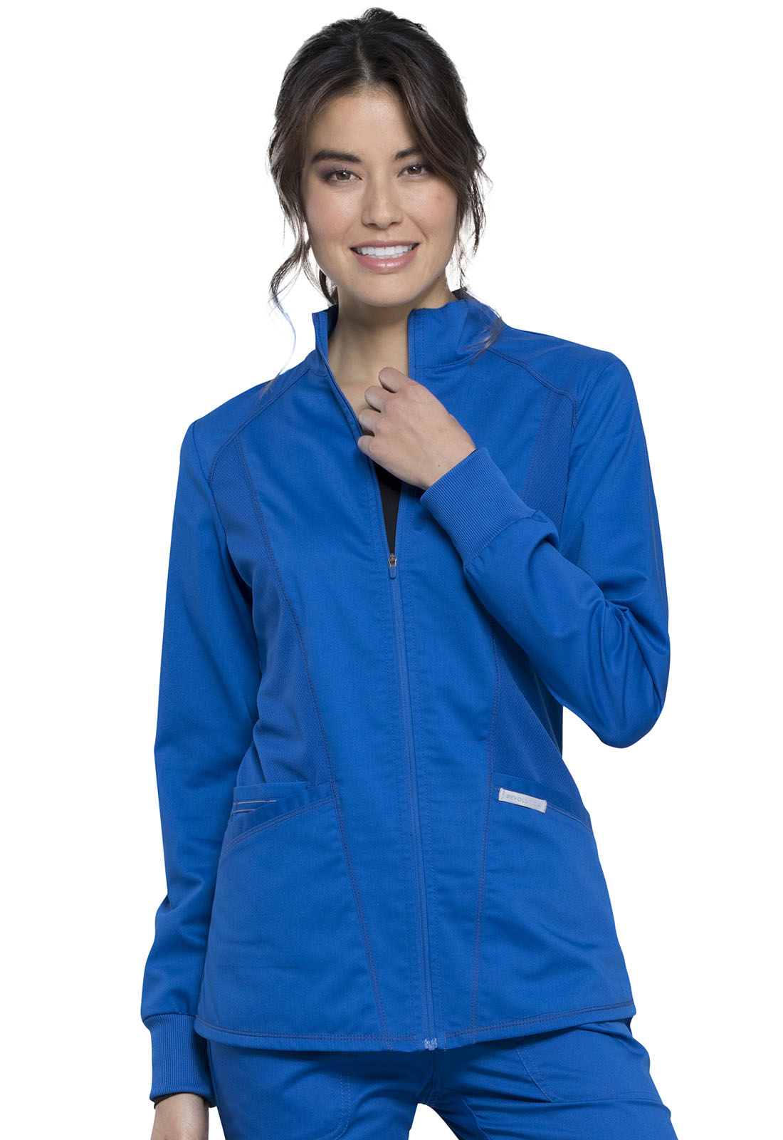 Workwear Revolution WW301 Women's Zip Front High-Low Jacket Royal