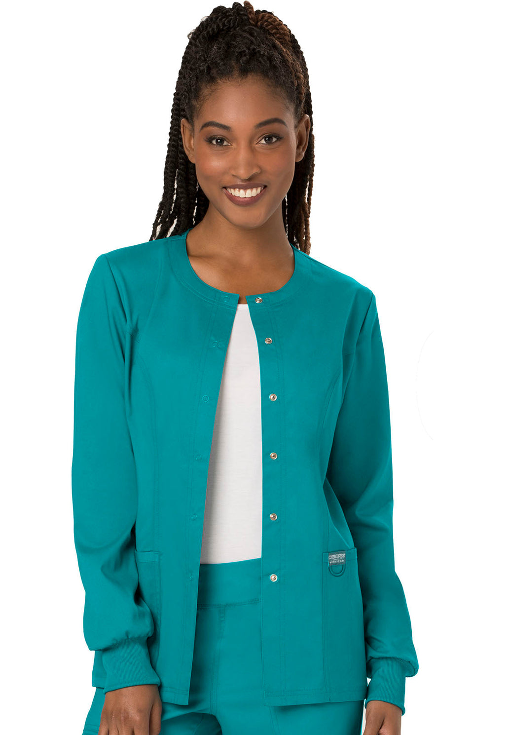 Workwear Revolution WW310 Women's Snap Front Jacket Teal Blue
