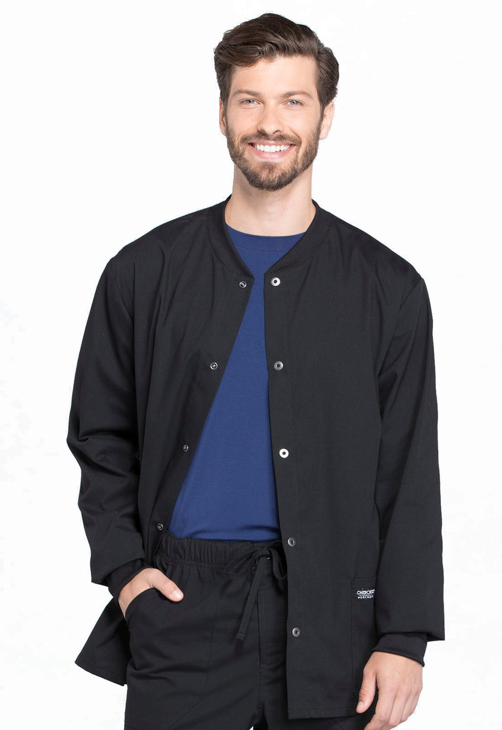 Workwear Professionalessionals WW360 Men's Snap Front Jacket Black