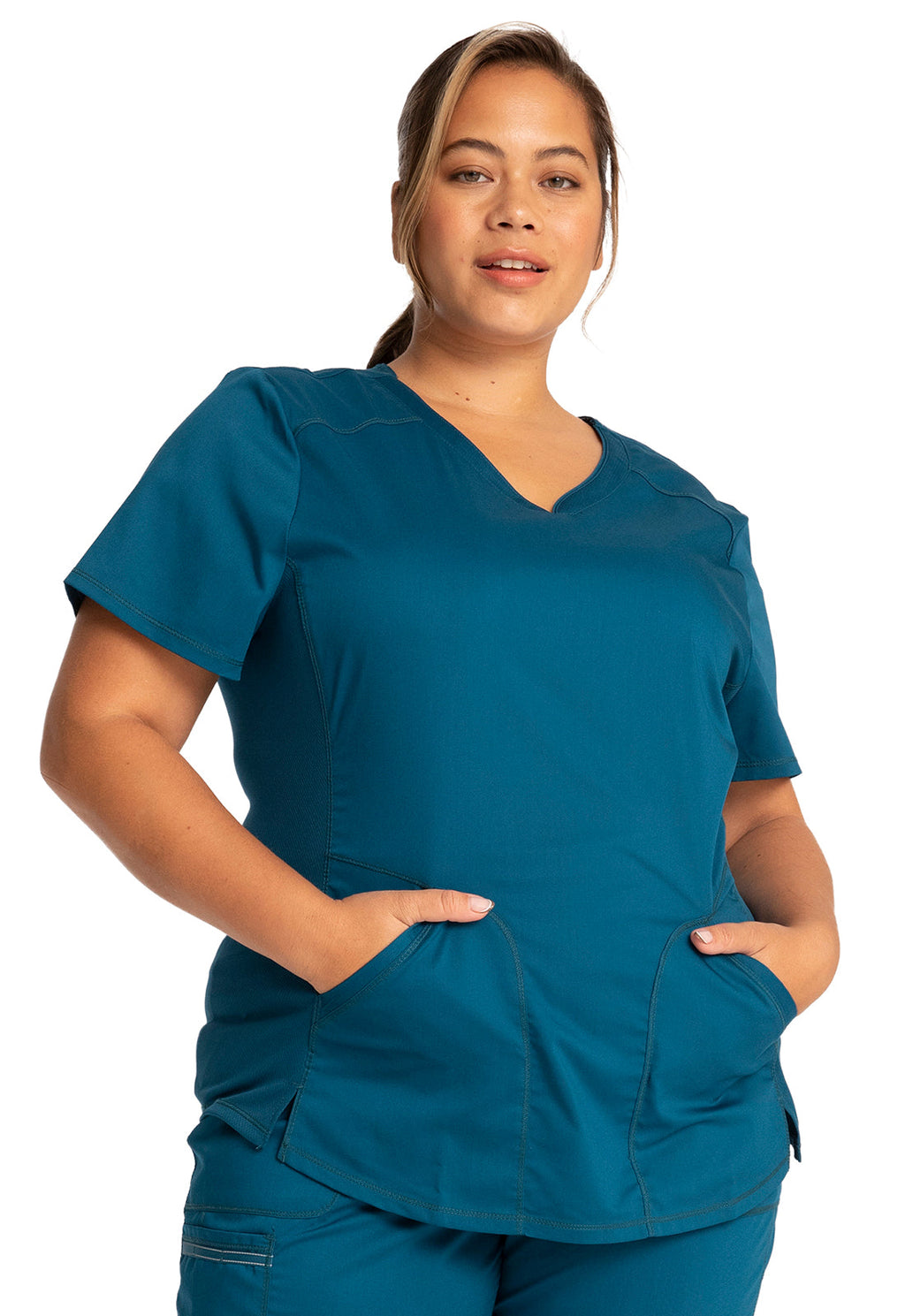 Workwear Revolution WW601 Women's V-Neck Scrub Top Caribbean Blue