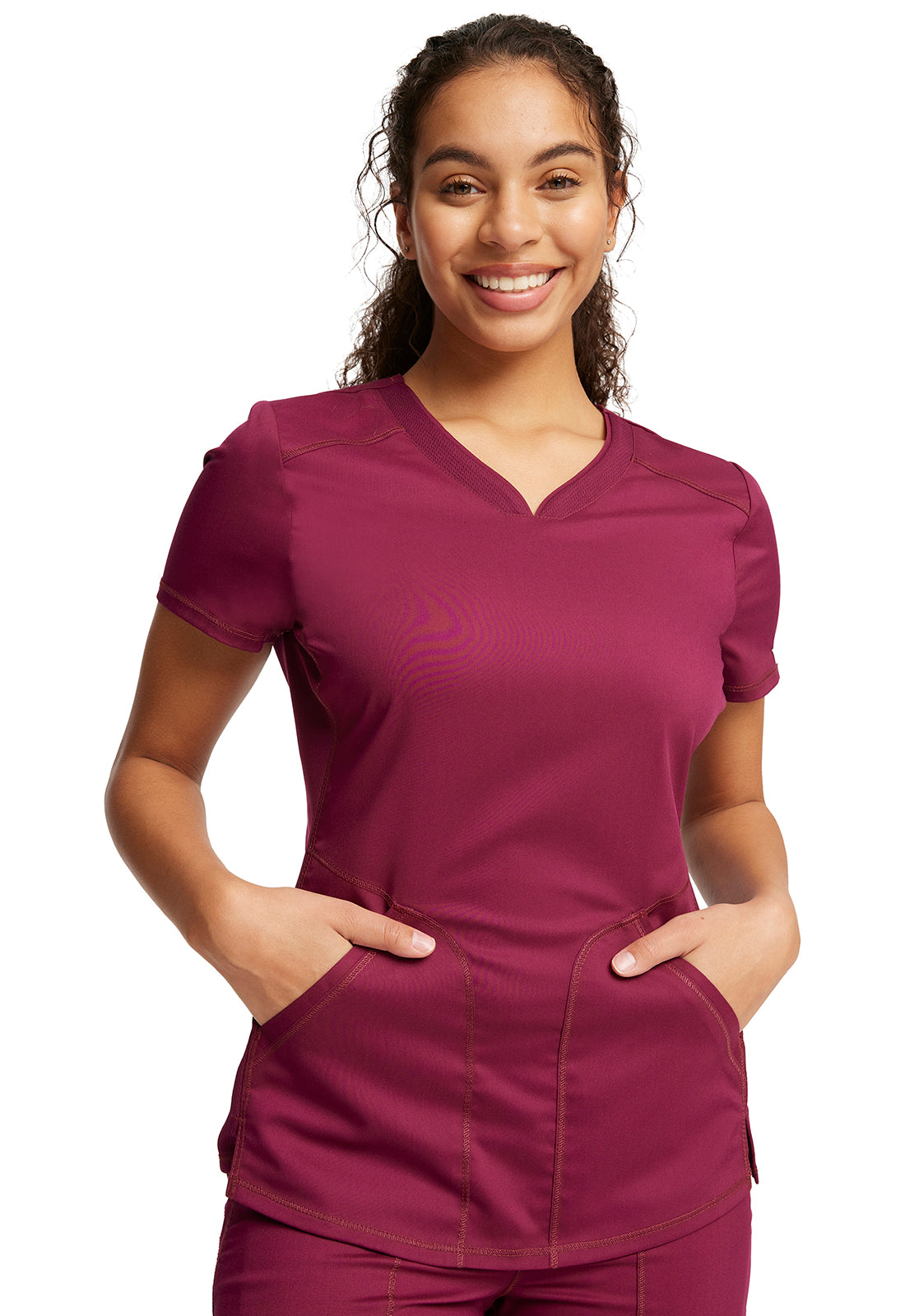 Workwear Revolution WW601 Women's V-Neck Scrub Top Wine