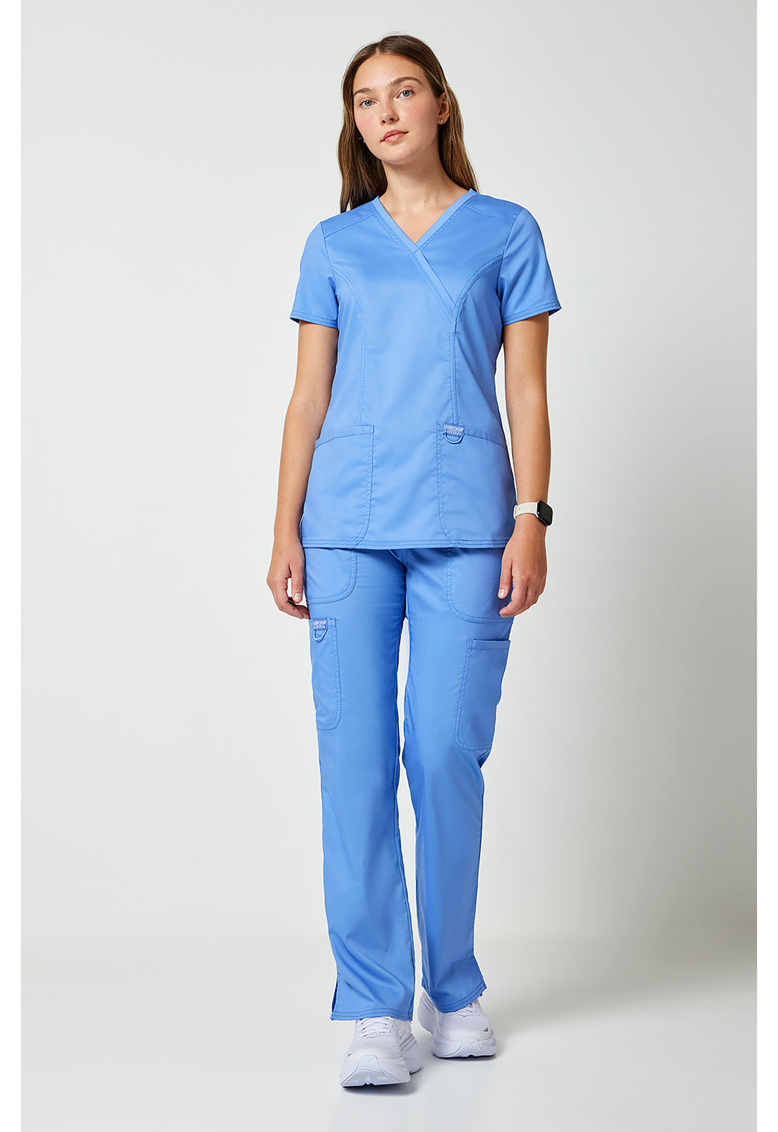 Workwear Revolution WW610 Women's Mock Wrap Scrub Top Ciel Blue