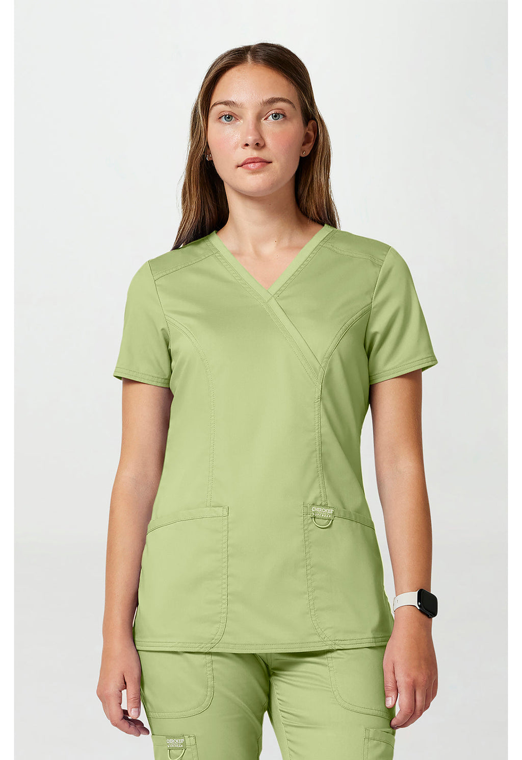 Workwear Revolution WW610 Women's Mock Wrap Scrub Top Cucumber