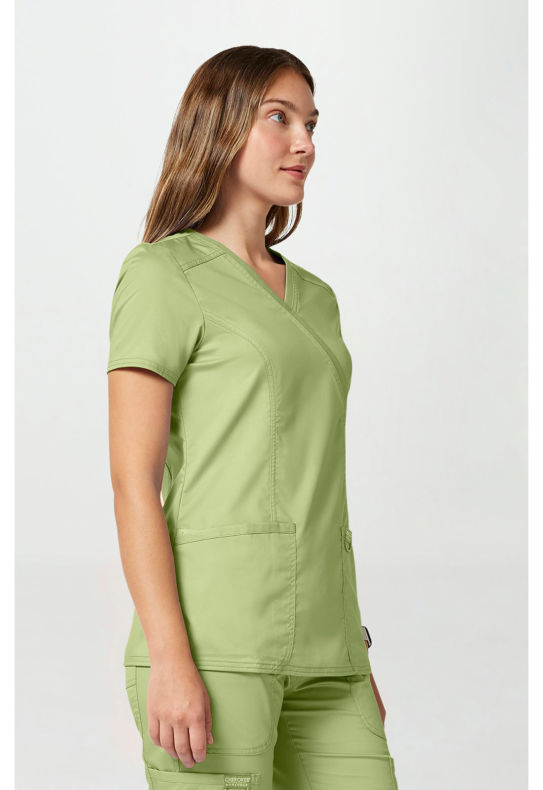 Workwear Revolution WW610 Women's Mock Wrap Scrub Top Cucumber