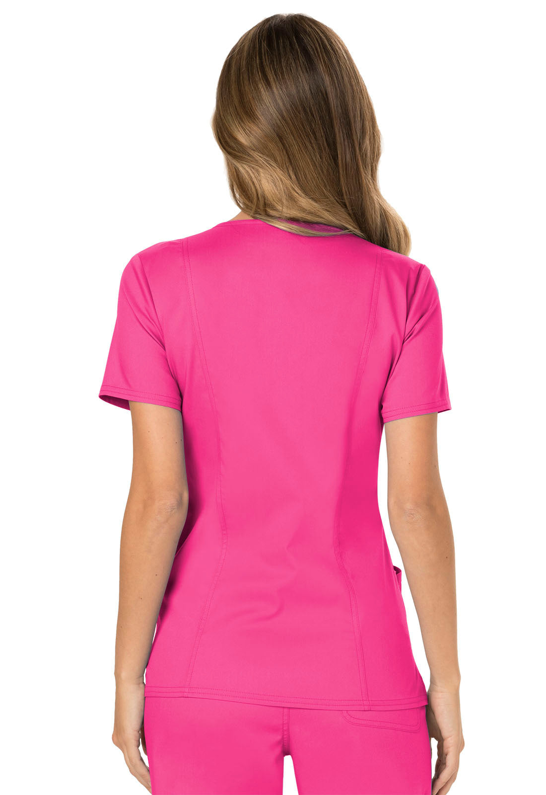 Workwear Revolution WW610 Women's Mock Wrap Scrub Top Electric Pink