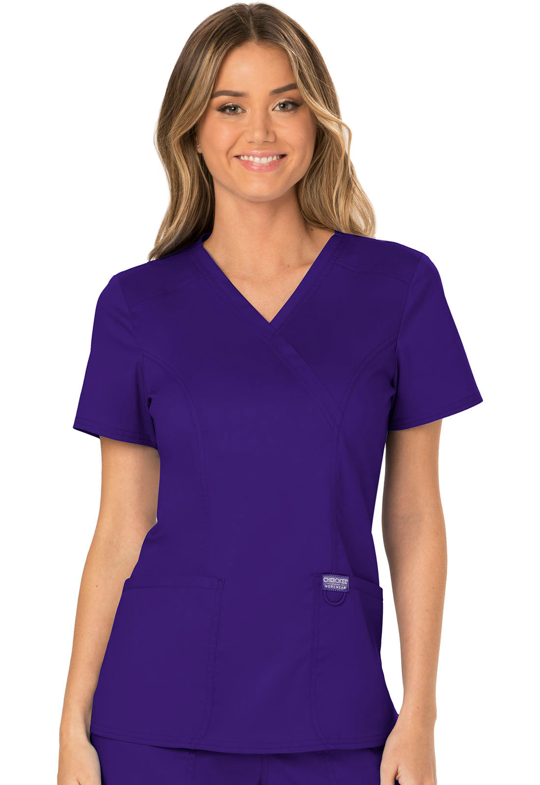 Workwear Revolution WW610 Women's Mock Wrap Scrub Top Grape