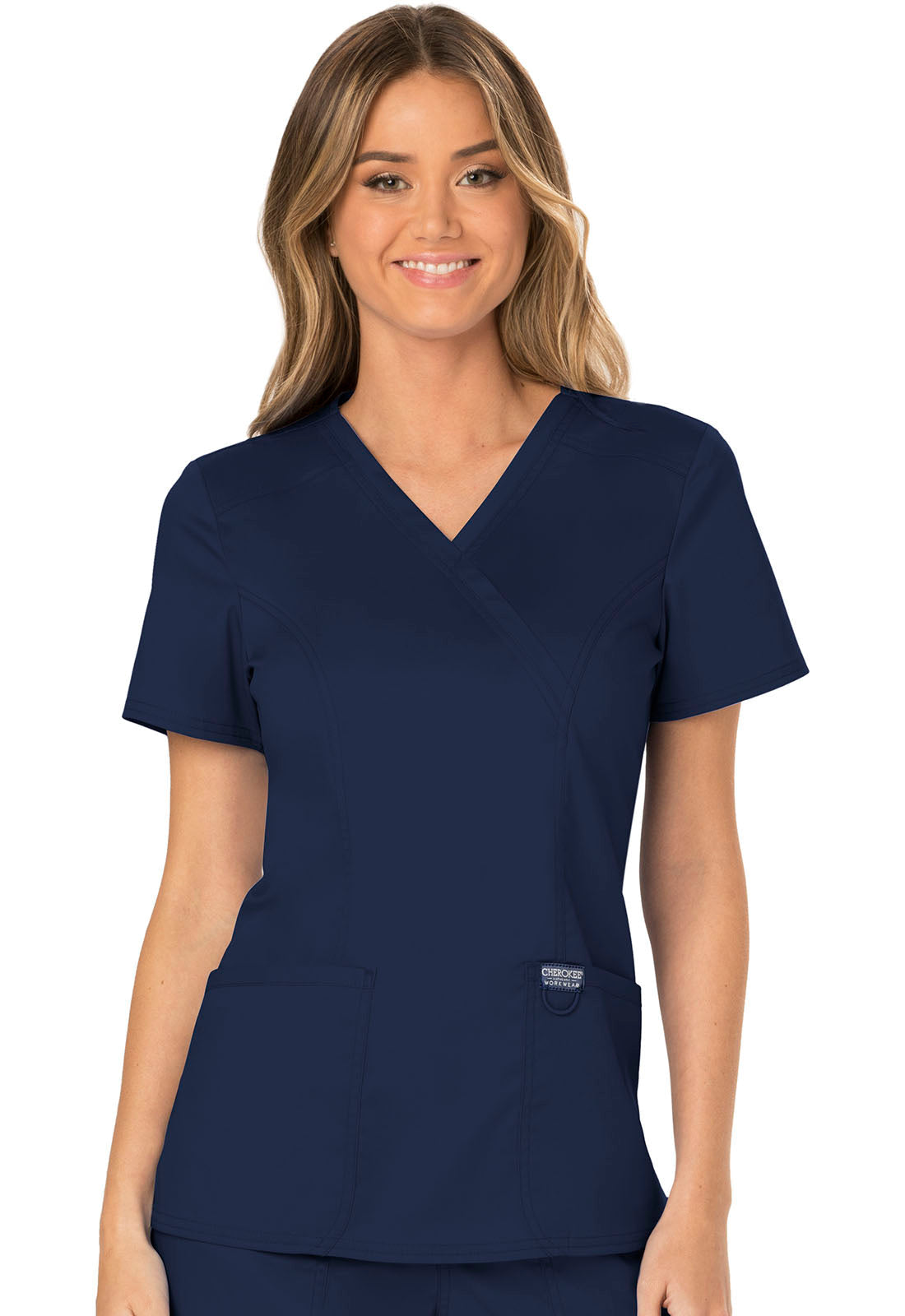 Workwear Revolution WW610 Women's Mock Wrap Scrub Top Navy