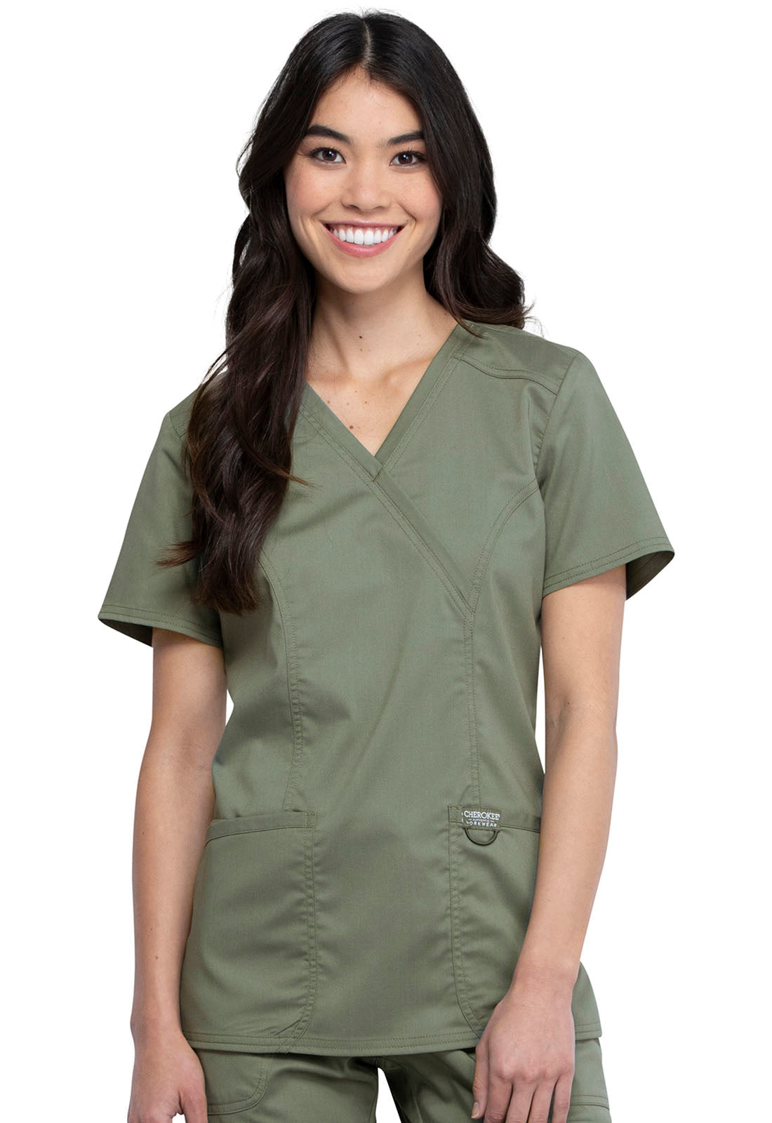 Workwear Revolution WW610 Women's Mock Wrap Scrub Top Olive