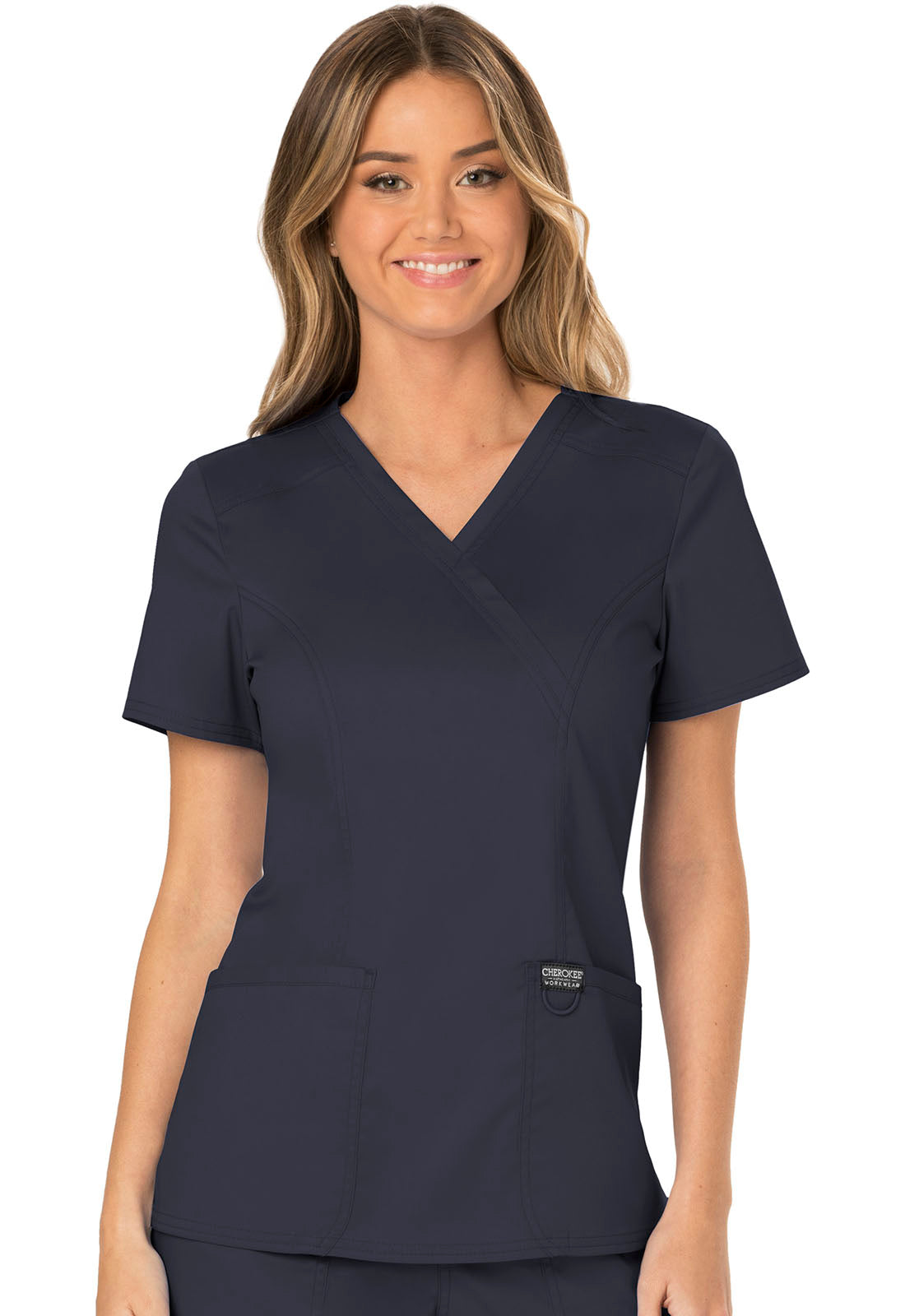 Workwear Revolution WW610 Women's Mock Wrap Scrub Top Pewter