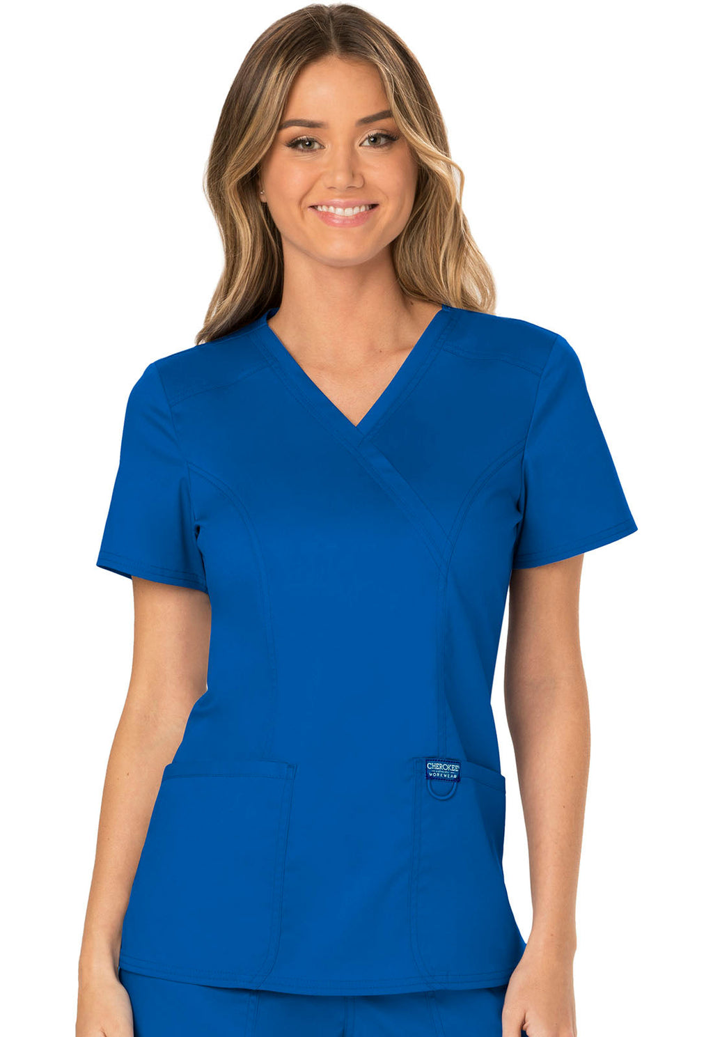 Workwear Revolution WW610 Women's Mock Wrap Scrub Top Royal