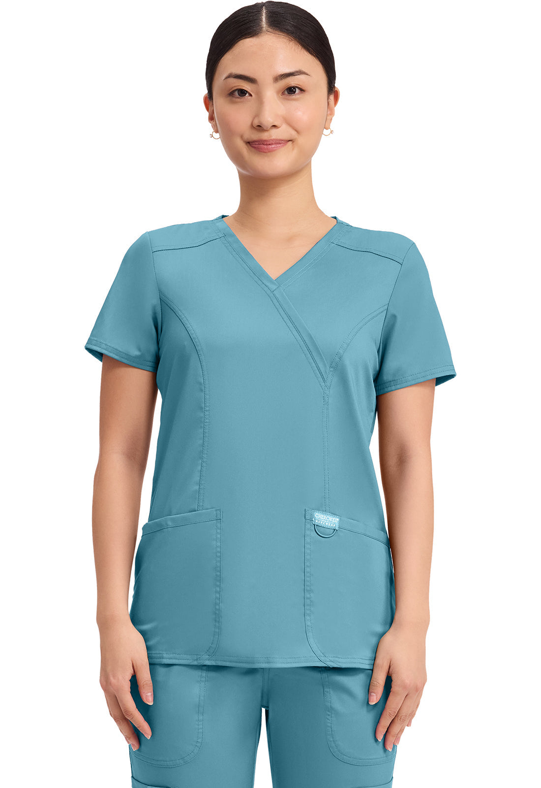 Revolution WW610 Mock Wrap Top Soft Marine