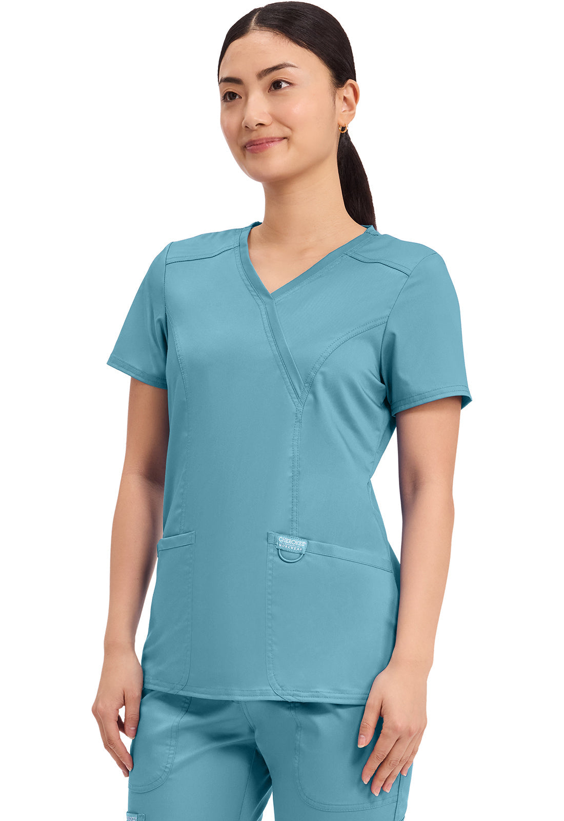 Revolution WW610 Mock Wrap Top Soft Marine