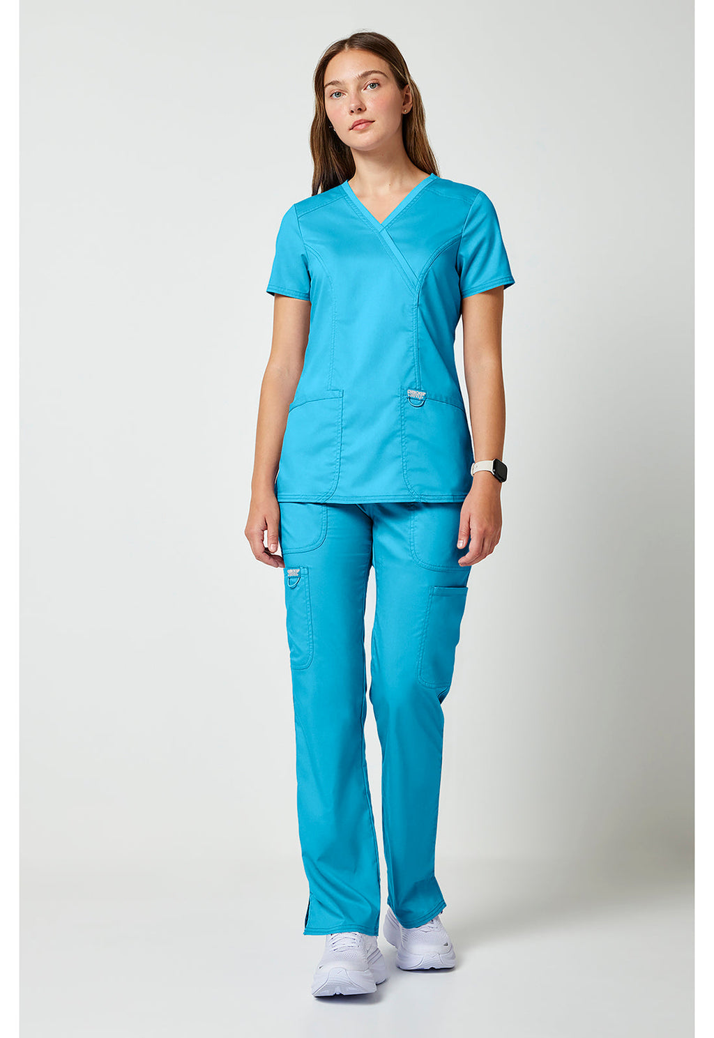 Workwear Revolution WW610 Women's Mock Wrap Scrub Top Turquoise