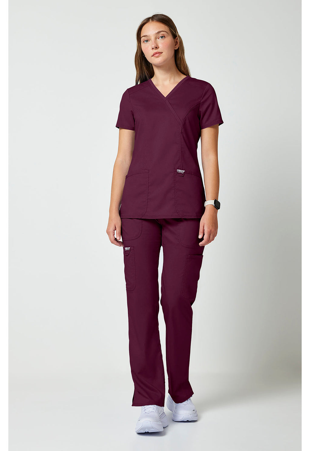 Workwear Revolution WW610 Women's Mock Wrap Scrub Top Wine