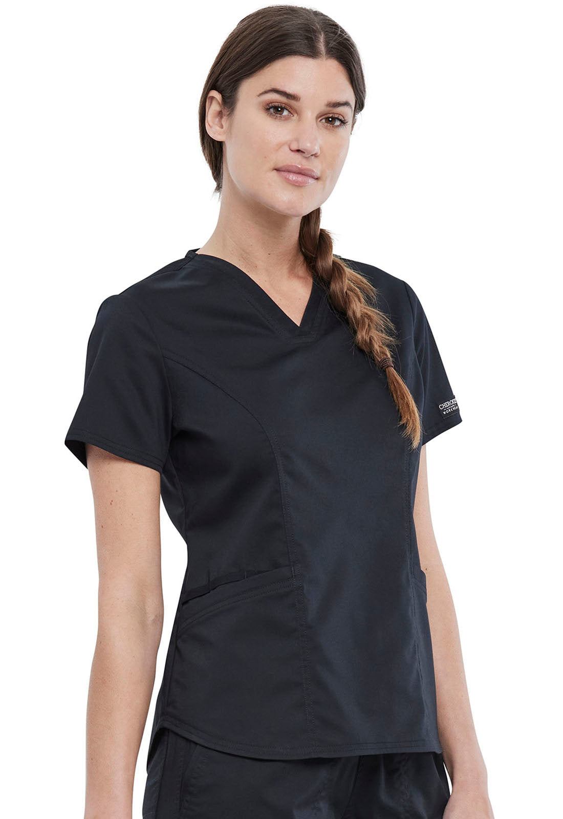Workwear Revolution WW612 Women's V-Neck Scrub Top Black