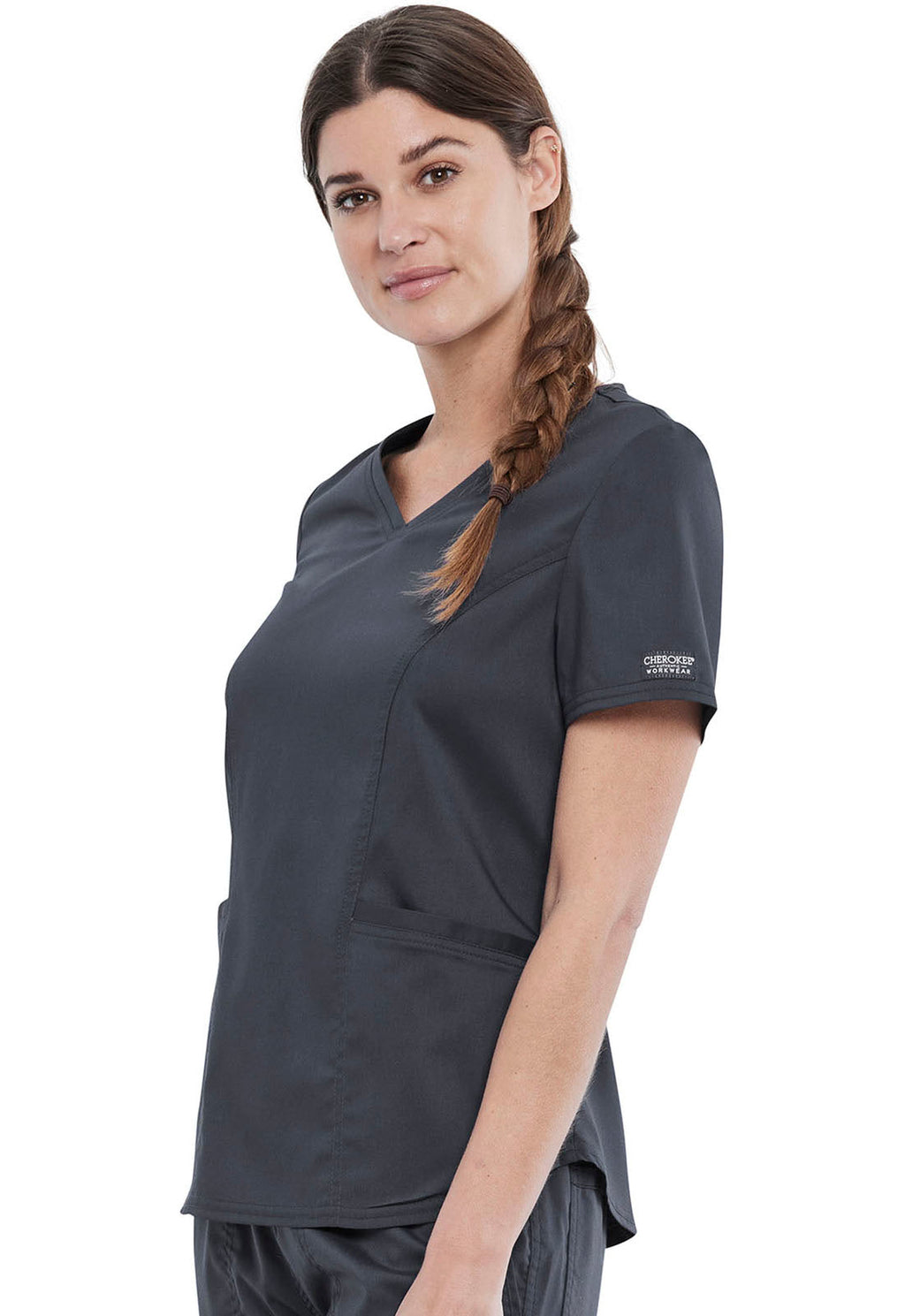 Workwear Revolution WW612 Women's V-Neck Scrub Top Pewter