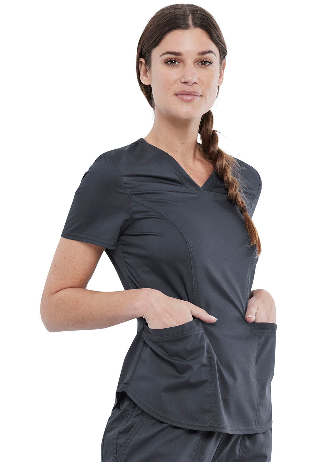 Workwear Revolution WW612 Women's V-Neck Scrub Top Pewter