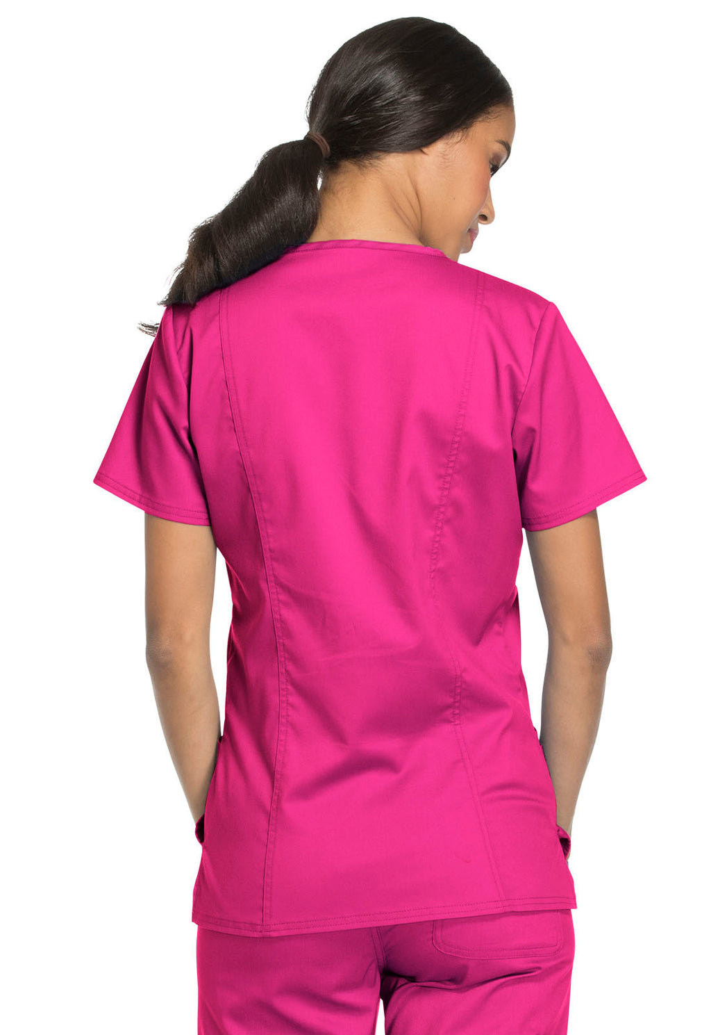 Workwear Revolution WW620 Women's V-Neck Scrub Top Electric Pink