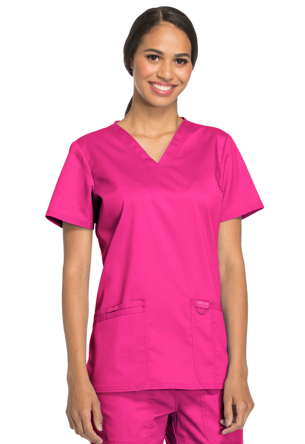 Workwear Revolution WW620 Women's V-Neck Scrub Top Electric Pink