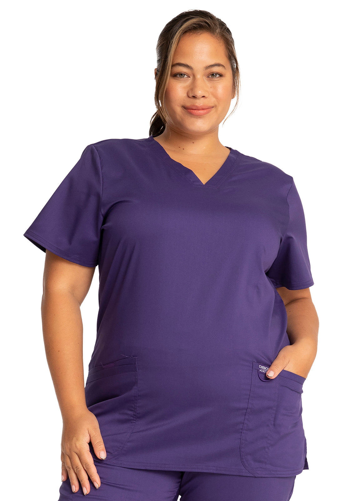 Workwear Revolution WW620 Women's V-Neck Scrub Top Grape