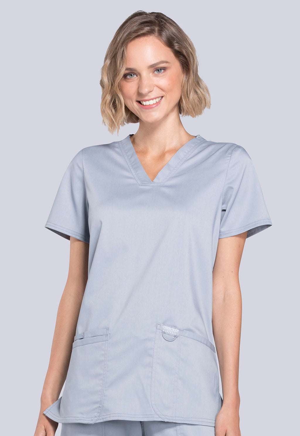 Workwear Revolution WW620 Women's V-Neck Scrub Top Grey