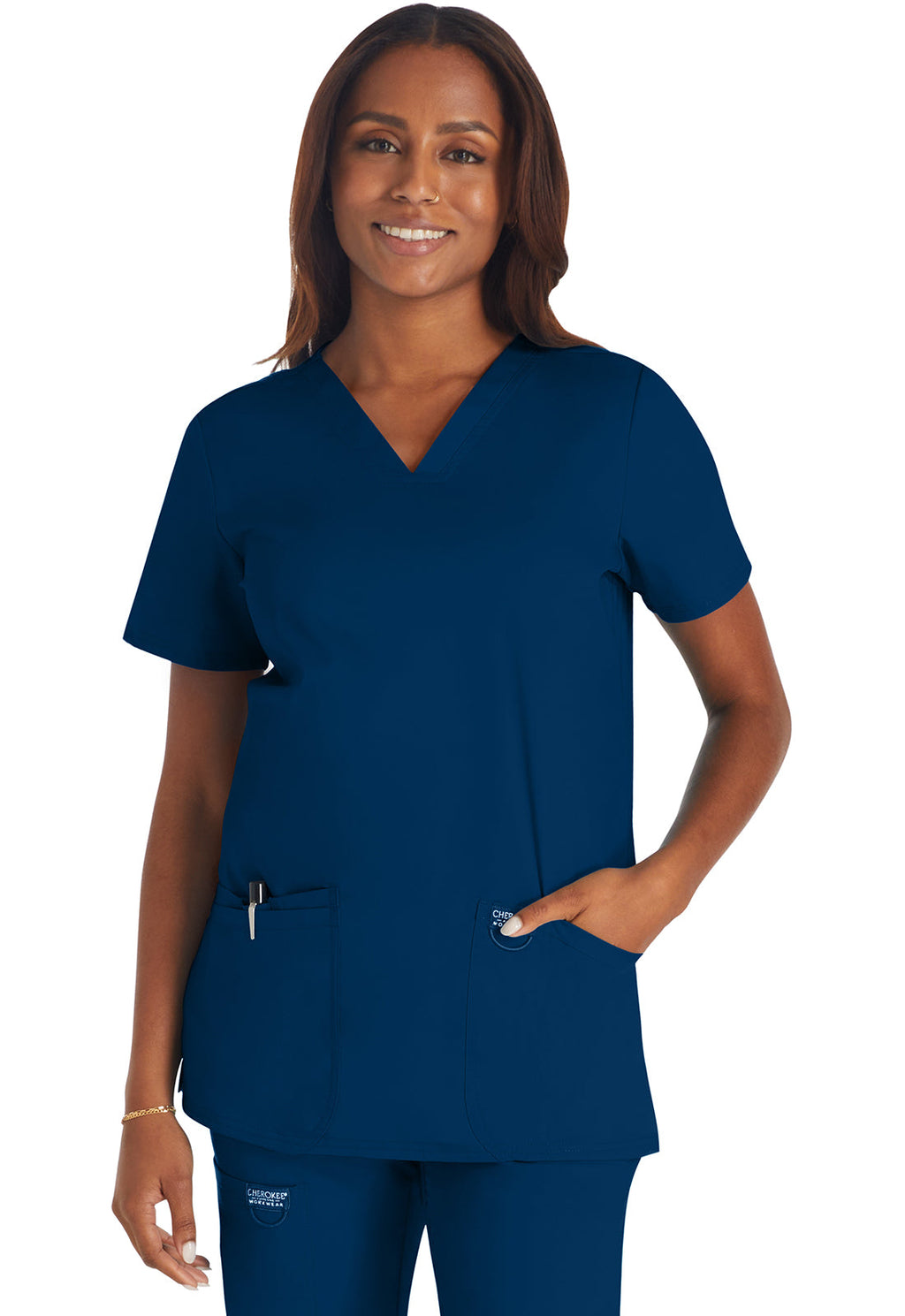 Workwear Revolution WW620 Women's V-Neck Scrub Top Navy
