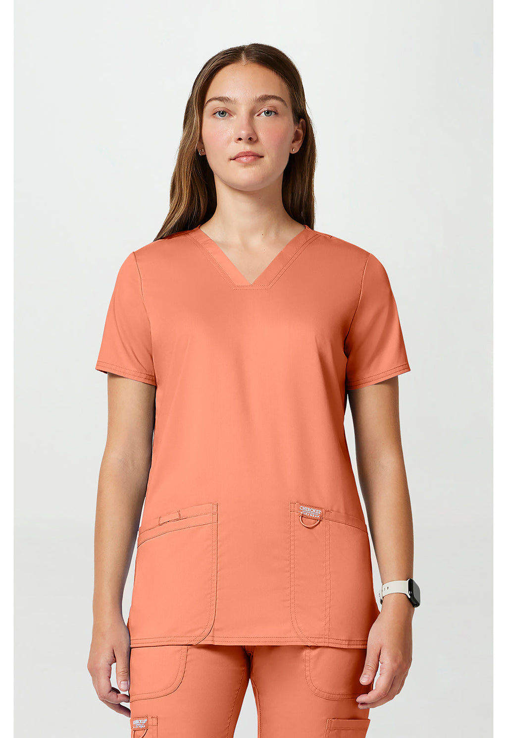 Workwear Revolution WW620 Women's V-Neck Scrub Top Papaya Juice