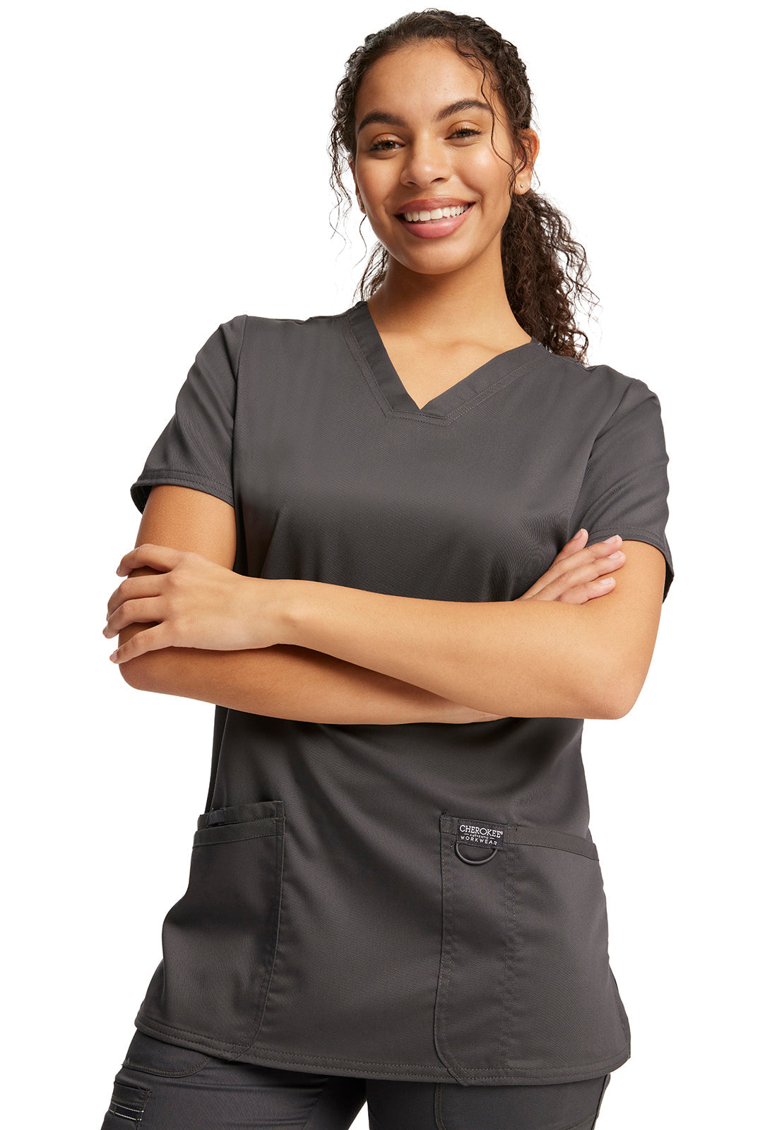 Workwear Revolution WW620 Women's V-Neck Scrub Top Pewter