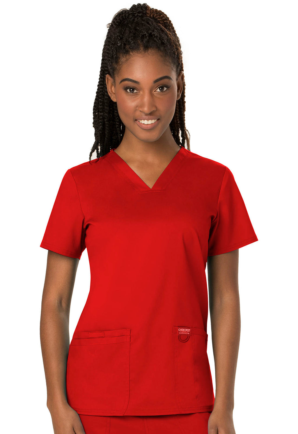 Workwear Revolution WW620 Women's V-Neck Scrub Top Red