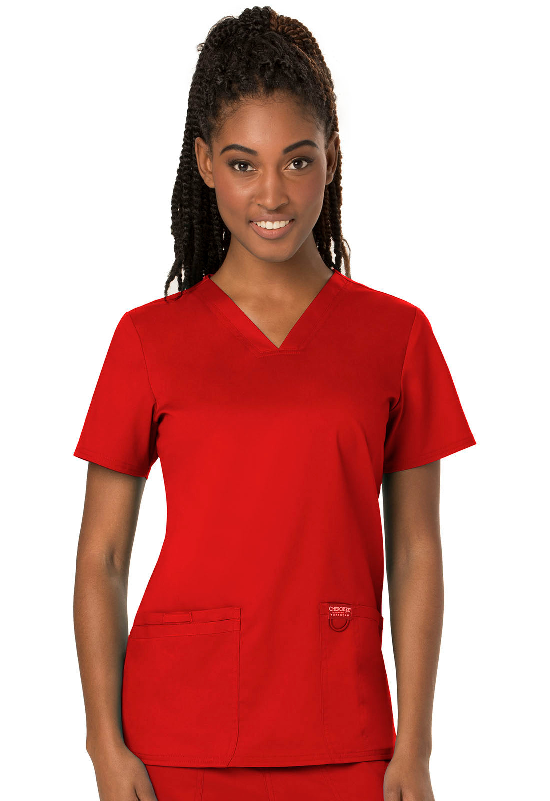 Workwear Revolution WW620 Women's V-Neck Scrub Top Red