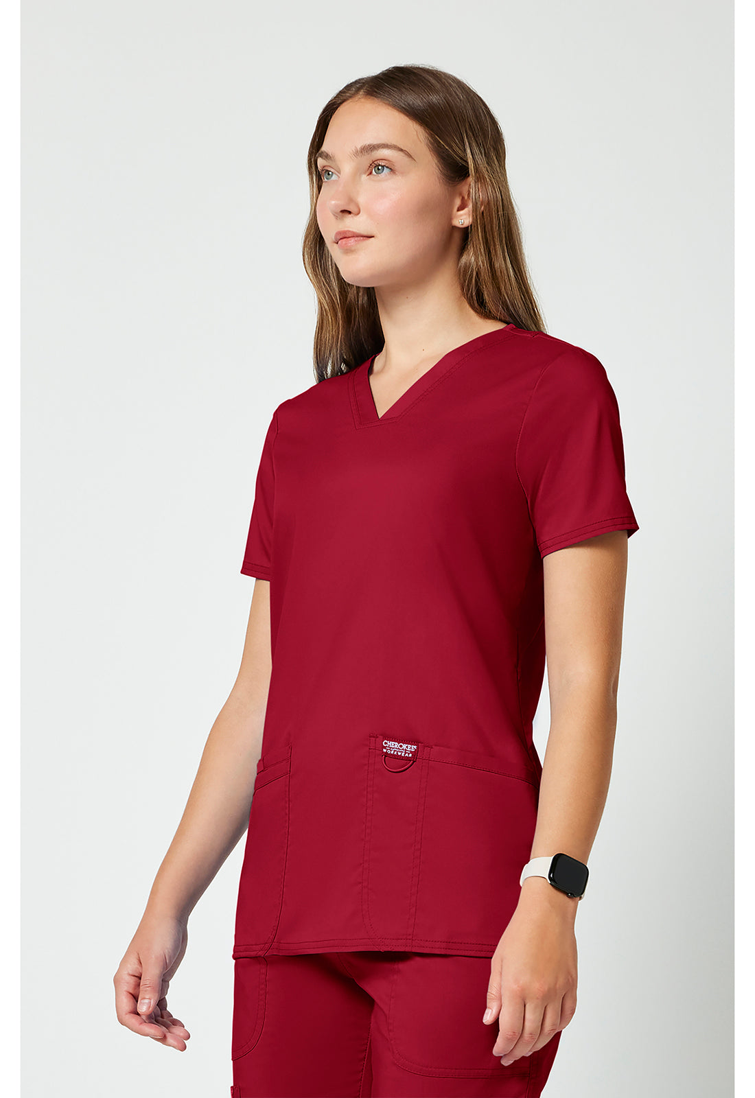 Workwear Revolution WW620 Women's V-Neck Scrub Top Red