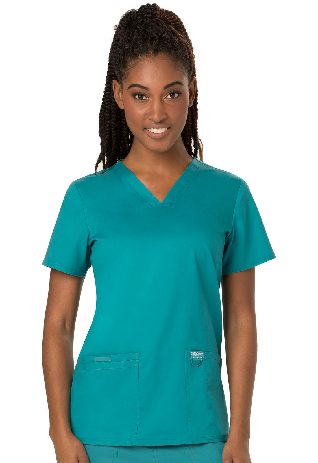 Workwear Revolution WW620 Women's V-Neck Scrub Top Teal Blue