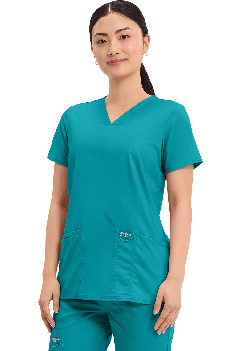 Workwear Revolution WW620 Women's V-Neck Scrub Top Teal Blue
