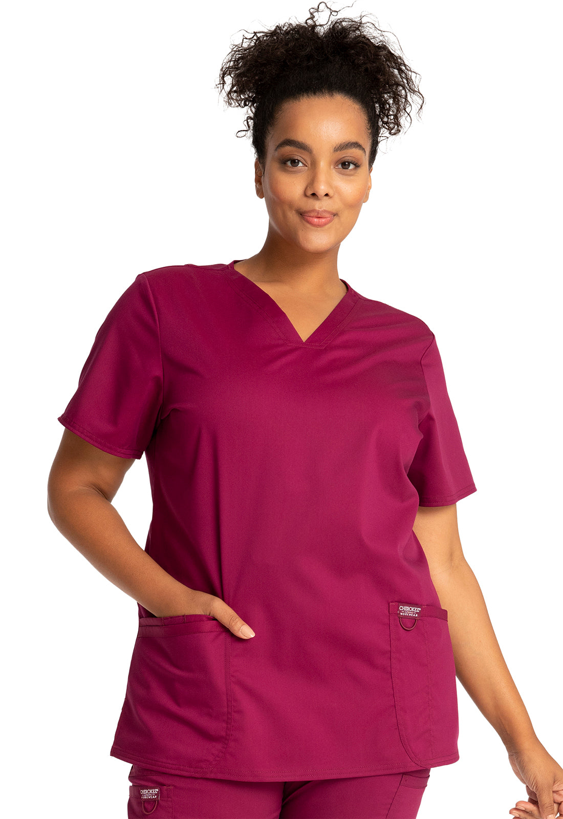 Workwear Revolution WW620 Women's V-Neck Scrub Top Wine