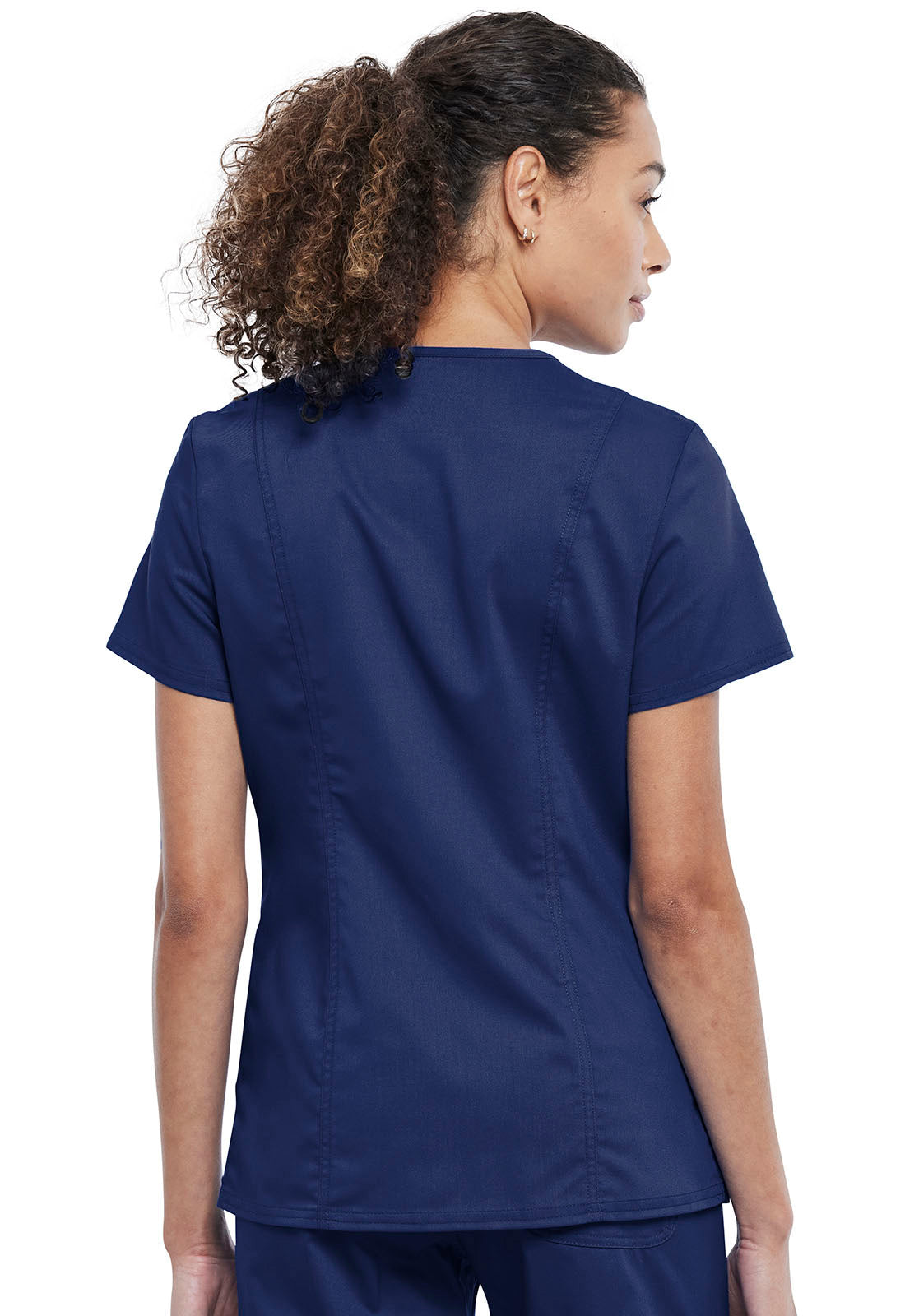 Revolution WW622 Snap Front V-Neck Top Navy