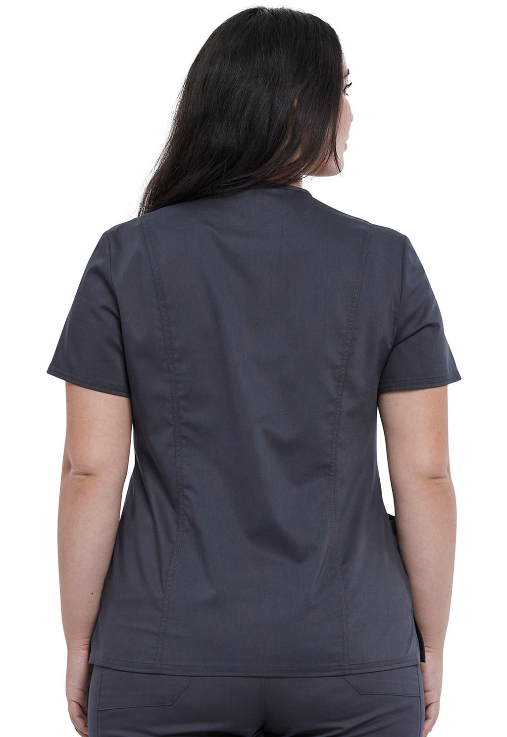 Revolution WW622 Snap Front V-Neck Top Pewter