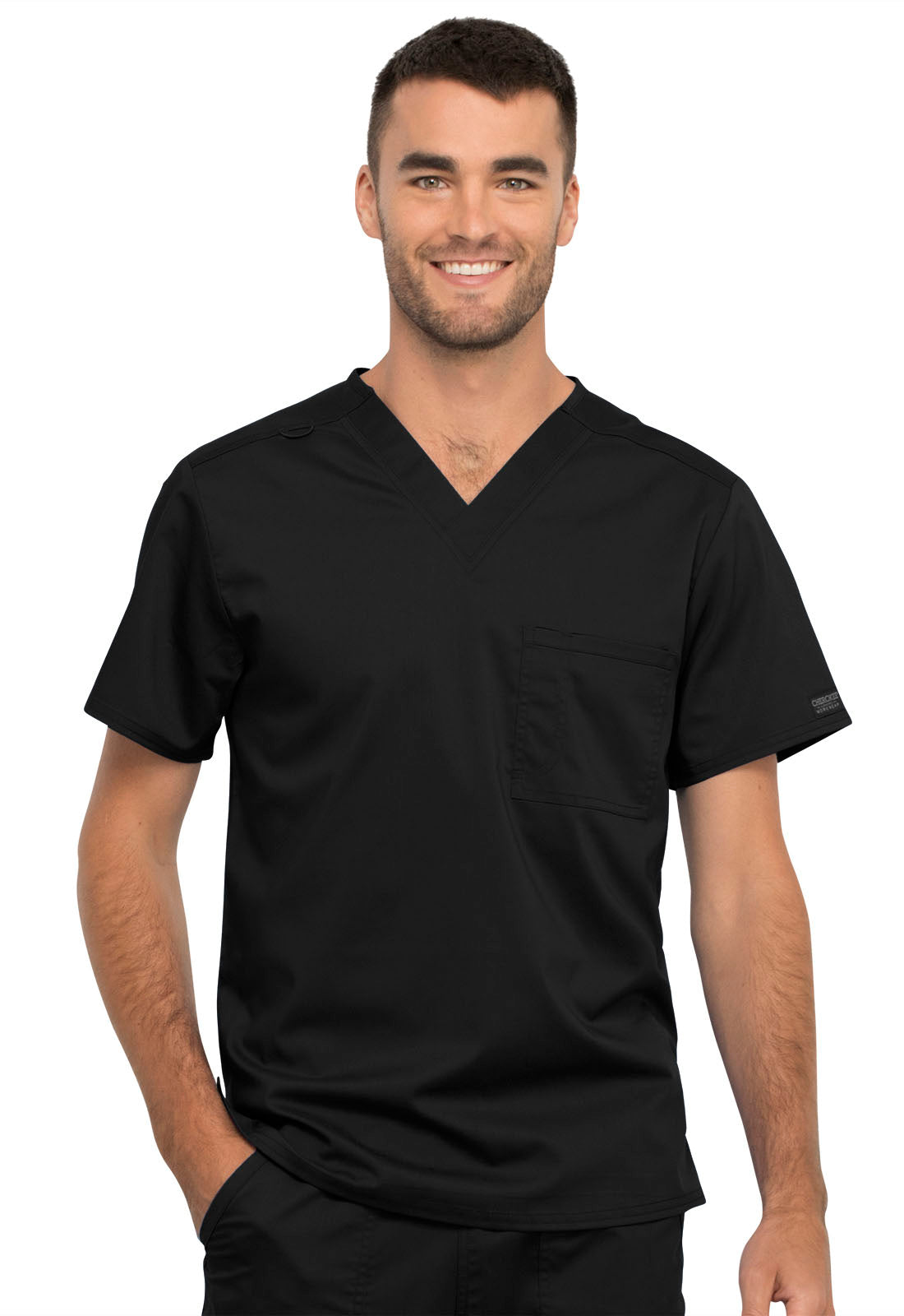 Workwear Revolution WW625 Unisex Unisex 1 Pocket Tuckable V-Neck Scrub Top Black